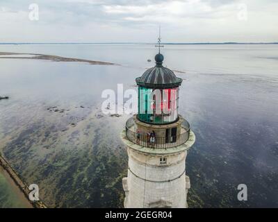 Le Verdon sur Mer (Südwestfrankreich): Luftaufnahme des Leuchtturms von Cordouan an der Mündung der Gironde-Mündung Stockfoto