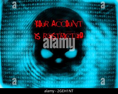 Ihr Konto ist eingeschränkt, Phishing, Sicherheitsrisiko, Betrug Stockfoto