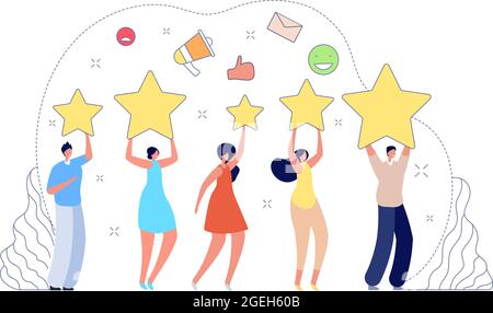 Bewertung überprüfen. Guter Preis, Leute geben Feedback. Online-Bewertung von Kunden oder Kunden, 5-Sterne-Rang oder Vektordarstellung in hoher Medienqualität Stock Vektor