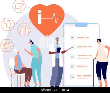Ärztliche Untersuchung. Großeltern Gesundheitsversorgung, Behinderung Menschen Krankenhaus Untersuchung. Ärzte geriatrische Patienten Gesundheitsunterstützung Vektor-Konzept Stock Vektor