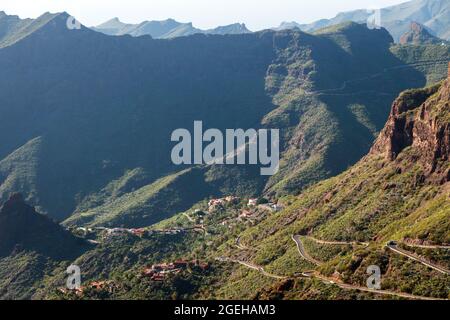 Straße nach Masca Dorf, Teneriffa, Kanarische Inseln, Spanien Stockfoto