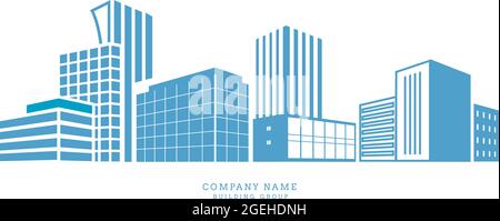 Silhouette in der Innenstadt. Gebäude Stadtzentrum, Büro oder Wohnungen Immobilien. Abstrakte Architektur Häuser Bau Firma Vektor Banner Stock Vektor