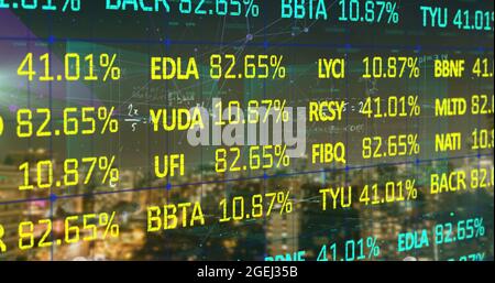 Verarbeitung von Aktienmarktdaten im Vergleich zum Stadtbild Stockfoto