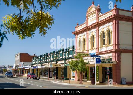 Stadtzentrum Geschäfte, King Street, Temuka, Canterbury, Neuseeland Stockfoto