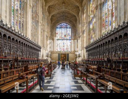 Innenraum der King's College Chapel, King's College, Cambridge, Cambridgeshire, England, VEREINIGTES KÖNIGREICH Stockfoto