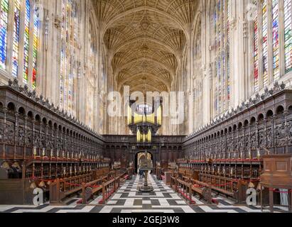 Innenraum der King's College Chapel, King's College, Cambridge, Cambridgeshire, England, VEREINIGTES KÖNIGREICH Stockfoto