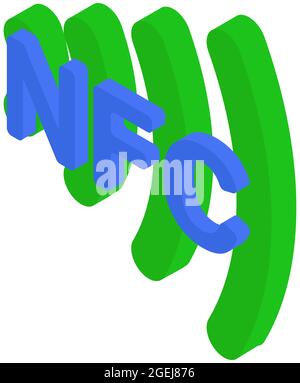 Isometrisches NFC-Symbol. Kontaktlose drahtlose Zahlung. Vektorgrafik isoliert auf Weiß. Stock Vektor