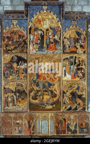 Lluis Borrassa / 'Retaule de Sant Miquel de Cruïlles' 1416, Pintura al Temple sobre madera. Museu d'Art de Girona. Stockfoto
