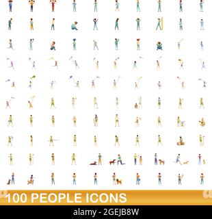 100 Personen Symbole gesetzt. Cartoon Illustration von 100 Personen Symbole Vektor auf weißem Hintergrund einstellen Stock Vektor