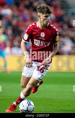 Bristol, Großbritannien. August 2021. Alex Scott von Bristol City in Aktion. EFL Skybet Championship match, Bristol City gegen Swansea City im Ashton Gate Stadium in Bristol, Avon am Freitag, den 20. August 2021. Dieses Bild darf nur für redaktionelle Zwecke verwendet werden. Nur zur redaktionellen Verwendung, Lizenz für kommerzielle Nutzung erforderlich. Keine Verwendung bei Wetten, Spielen oder Veröffentlichungen in einem Club/einer Liga/einem Spieler. PIC von Lewis Mitchell/Andrew Orchard Sports Photography/Alamy Live News Credit: Andrew Orchard Sports Photography/Alamy Live News Stockfoto