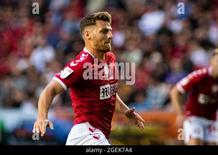 Bristol, Großbritannien. August 2021. Chris Martin von Bristol City in Aktion. EFL Skybet Championship match, Bristol City gegen Swansea City im Ashton Gate Stadium in Bristol, Avon am Freitag, den 20. August 2021. Dieses Bild darf nur für redaktionelle Zwecke verwendet werden. Nur zur redaktionellen Verwendung, Lizenz für kommerzielle Nutzung erforderlich. Keine Verwendung bei Wetten, Spielen oder Veröffentlichungen in einem Club/einer Liga/einem Spieler. PIC von Lewis Mitchell/Andrew Orchard Sports Photography/Alamy Live News Credit: Andrew Orchard Sports Photography/Alamy Live News Stockfoto