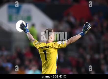 Bristol, Großbritannien. August 2021. 20. August 2021; Ashton Gate Stadium, Bristol, South Gloucestershire, England; EFL Championship Football, Bristol City versus Swansea; Steven Benda von Swansea City Credit: Action Plus Sports Images/Alamy Live News Stockfoto