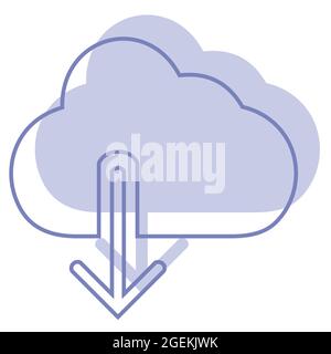 Symbolvektor der Wolke mit Pfeil nach unten - zweifarbiger Stil - einfache Illustration. Bearbeitbare Kontur. Design-Vorlage Vektor.Umriss-Stil Design.Vektor g Stock Vektor