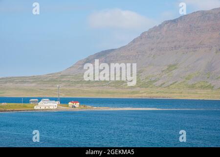 Dorf Sudavik in Alftafjordur in den westfjorden Islands Stockfoto