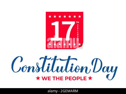 USA Constitution Day Typografie-Poster. Feiertag, der am 17. September gefeiert wird. Vektorvorlage für Banner, Flyer usw. Stock Vektor