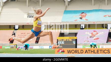 Nairobi, Kenia. August 2021. Maja Askag aus Schweden tritt beim Dreisprung-Finale der Frauen bei den U20-Weltmeisterschaften 2021 in Nairobi, Kenia, am 20. August 2021 an. Quelle: Zhang Yu/Xinhua/Alamy Live News Stockfoto