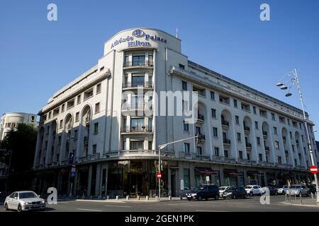 Bukarest, Rumänien - 17. August 2021: Athenee Palace Hilton Bucharest Hotel, in Bukarest, Rumänien. Stockfoto