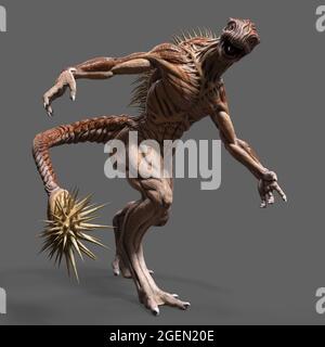 3D-Illustration eines isolierten gefährlichen Aliens Stockfoto
