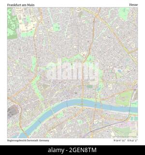 Frankfurt am Main, Regierungsbezirk Darmstadt, Deutschland, Hessen, N 50 6' 55'', E 8 41' 3'', Karte, Timeless Map veröffentlicht 2021. Reisende, Entdecker und Abenteurer wie Florence Nightingale, David Livingstone, Ernest Shackleton, Lewis and Clark und Sherlock Holmes haben sich bei der Planung von Reisen zu den entlegensten Ecken der Welt auf Karten verlassen.Timeless Maps kartiert die meisten Orte auf der Welt und zeigt die Verwirklichung großer Träume Stockfoto