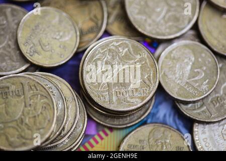 Australisches Geld - verschiedene Münzen Stockfoto