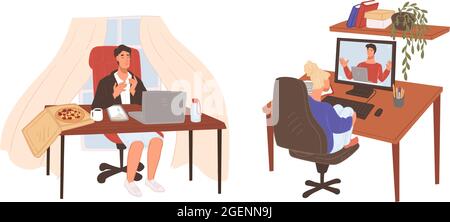 Geschäftstreffen online über Computer und Laptop Stock Vektor