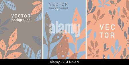 Laub und Blätter, Botanik-Design auf dem Deckblatt Stock Vektor