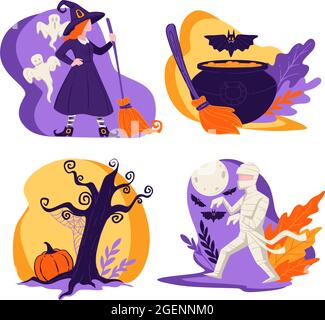 Halloween-Urlaub im Herbst, Hexenfigur Mama Stock Vektor