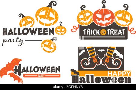 Happy halloween, Kürbisse und fliegende Fledermäuse Vektor Stock Vektor