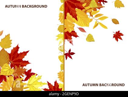 Herbsthintergrund, Herbstsaison Rahmen mit Blatt Stock Vektor