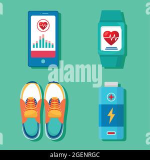 Vier Symbole der Health App Stock Vektor