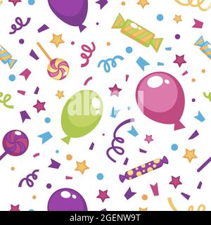 Festlicher Druck mit Luftballons und Konfetti-Muster Stock Vektor