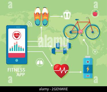 Zehn Symbole der Health App Stock Vektor