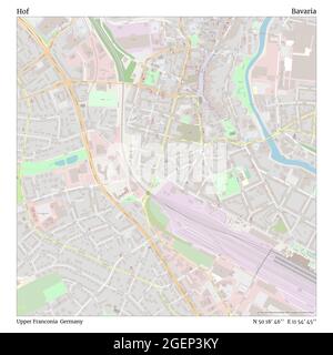 Hof, Oberfranken, Deutschland, Bayern, N 50 18' 46'', E 11 54' 45'', Karte, Timeless Map veröffentlicht 2021. Reisende, Entdecker und Abenteurer wie Florence Nightingale, David Livingstone, Ernest Shackleton, Lewis and Clark und Sherlock Holmes haben sich bei der Planung von Reisen zu den entlegensten Ecken der Welt auf Karten verlassen.Timeless Maps kartiert die meisten Orte auf der Welt und zeigt die Verwirklichung großer Träume Stockfoto
