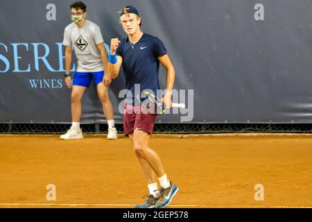Jubel von Holger Vitus Nodskov Rune (Dänemark) während des ATP80 Challenger Verona - Freitag, Tennis Internationa - Foto .LiveMedia/Roberto Tommasini Stockfoto
