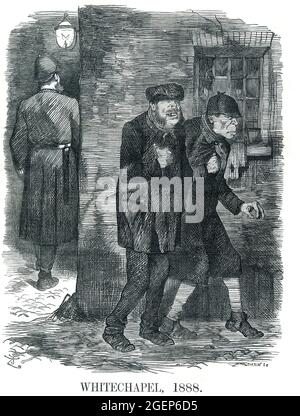 Jack the Ripper Polizeisatire, 1888er-Cartoon des Magazins Punch, in dem Scotland Yard den Mörder von Whitechapel verhöhnt hat Stockfoto