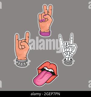 Patches Retro Set vier Symbole Stock Vektor