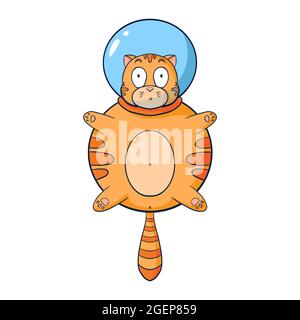 Katze Astronaut Illustration Cartoon Style. Handgezeichnete niedliche kosmische Tierskizze für Logo, Kinder Grafik-T-Shirts, Drucke, Aufkleber, Poster und Kinderzimmer-Dekor Stock Vektor