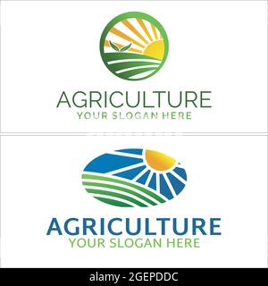 Landwirtschaft Gartenbau Bauernhof Natur Logo Design Stock Vektor