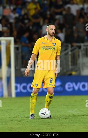 Frosinone, Italien. August 2021. Federico Gatti (Frosinone) beim italienischen Spiel der Serie B zwischen Frosinone 2-2 Parma im Renato Stirpe Stadium am 20. August 2021 in Frosinone, Italien. Kredit: Maurizio Borsari/AFLO/Alamy Live Nachrichten Gutschrift: Aflo Co. Ltd./Alamy Live Nachrichten Stockfoto