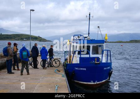 Port Appin Jetty nach Lismore, einer schottischen Insel in Loch Linnhe Stockfoto