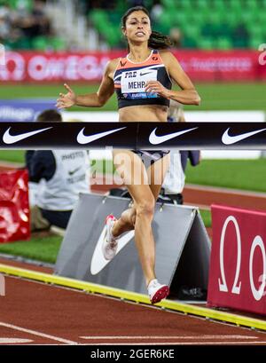 Eugene, USA. August 2021. 20. August 2021 Eugene ODER USA: Rebecca Mehra gewinnt die Damen 1500 Meter während der Nike Prefontaine Classic Night Session im Hayward Field Eugene, ODER Thurman James/CSM Credit: CAL Sport Media/Alamy Live News Stockfoto