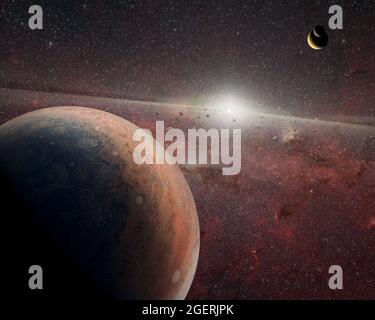 Alien-Planeten im Weltraum. Elemente dieses Bildes, die von der NASA eingerichtet wurden. Stockfoto