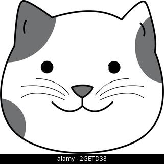 Katze mit einem niedlichen Gesicht ist auf einem weißen Hintergrund isoliert, lustige Katze, liebenswert Heimtier. Stock Vektor
