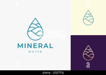 Strand- oder Wasserlogo-Vorlage in einfacher Mono-Linie und moderner Form Stock Vektor