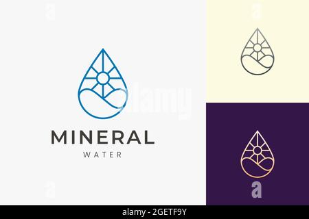 Strand- oder Wasserlogo-Vorlage in einfacher Mono-Linie und moderner Form Stock Vektor