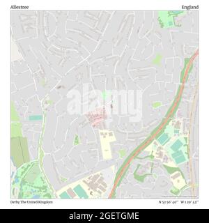 Allestree, Derby, Großbritannien, England, N 52 56' 40'', W 1 29' 43'', map, Timeless Map veröffentlicht im Jahr 2021. Reisende, Entdecker und Abenteurer wie Florence Nightingale, David Livingstone, Ernest Shackleton, Lewis and Clark und Sherlock Holmes haben sich bei der Planung von Reisen zu den entlegensten Ecken der Welt auf Karten verlassen.Timeless Maps kartiert die meisten Orte auf der Welt und zeigt die Verwirklichung großer Träume Stockfoto