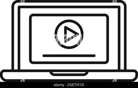Notebook-Video Bearbeitung Symbol Umriss Vektor. Bildschirmkamera Stock Vektor