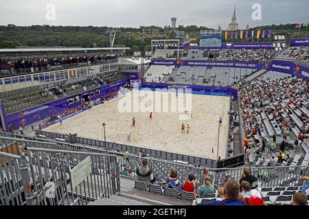 Moskau, Russland. August 2021. 21. August 2021; Luzhniki Stadium, Moskau, Russland: FIFA World Cup Beach Football Turnier; Blick auf die Arena Luzhniki Beach Soccer, während des Spiels zwischen Mosambik und den Vereinigten Arabischen Emiraten, für die 2. Runde der Gruppe B Credit: Action Plus Sports Images/Alamy Live News Stockfoto