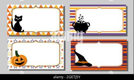Set Halloween Flyer mit Platz für Text. Vektorgrafik. Stock Vektor