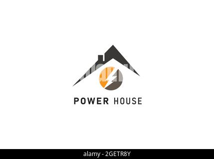 Energiehaus. . Kraftpaket. Elektrohaus. Abstrakte Logovorlage. Markenidentität. Batteriehaus Stock Vektor